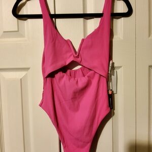 Elegant Pink Cutout One-Piece Swimsuit